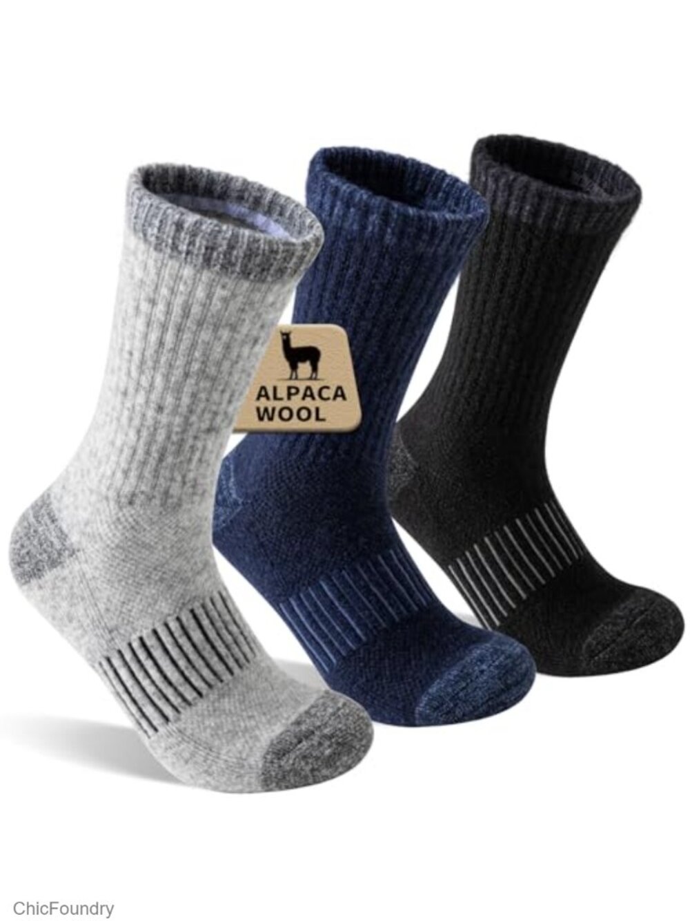 Alpaca Wool Merino Wool Hiking Crew Socks 3 Pack Cushioned Compression